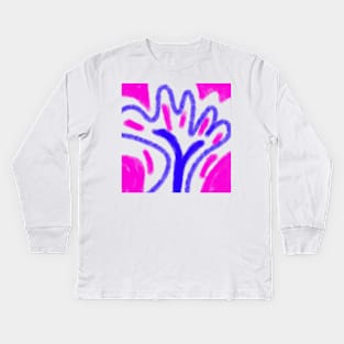 pink blue abstract texture watercolor design Kids Long Sleeve T-Shirt